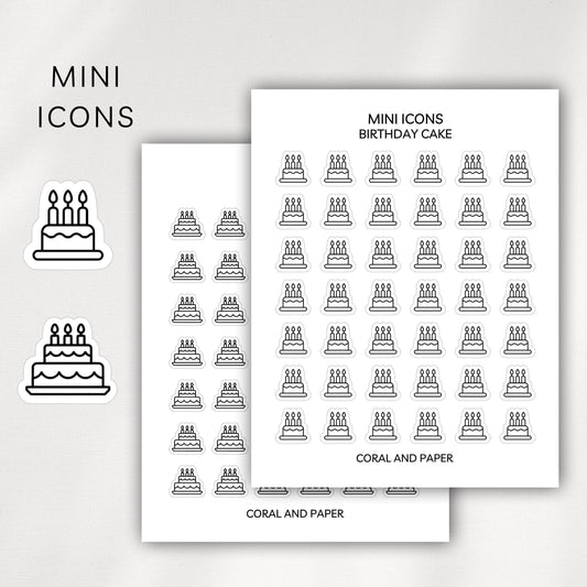 Birthday Cake Mini Icons - Planner Stickers