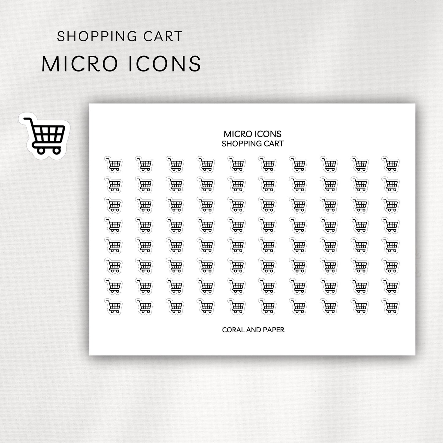 Shopping Cart Micro Icons - Planner Stickers