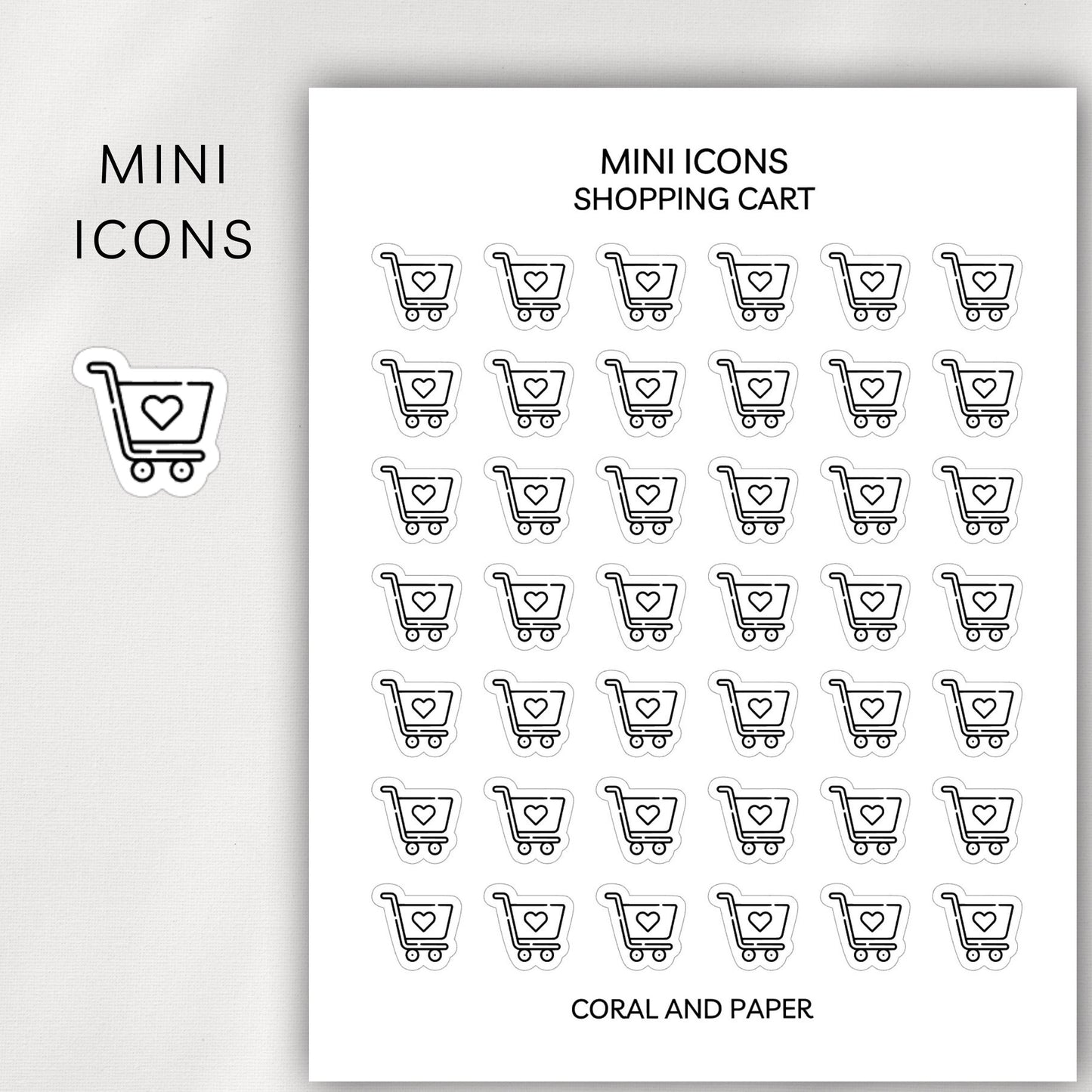 Shopping Cart Mini Icons - Planner Stickers