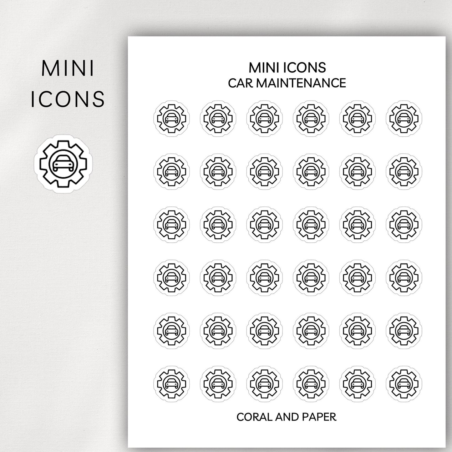 Car Maintenance Mini Icons - Planner Stickers