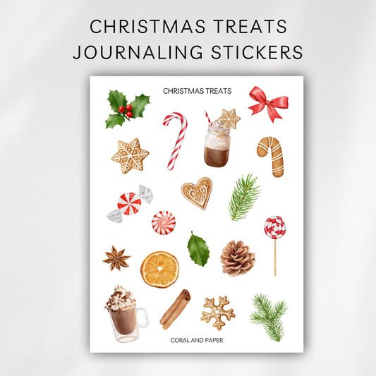 Christmas Treats Deco Stickers | Holiday Journaling Stickers for Planners & Scrapbooks