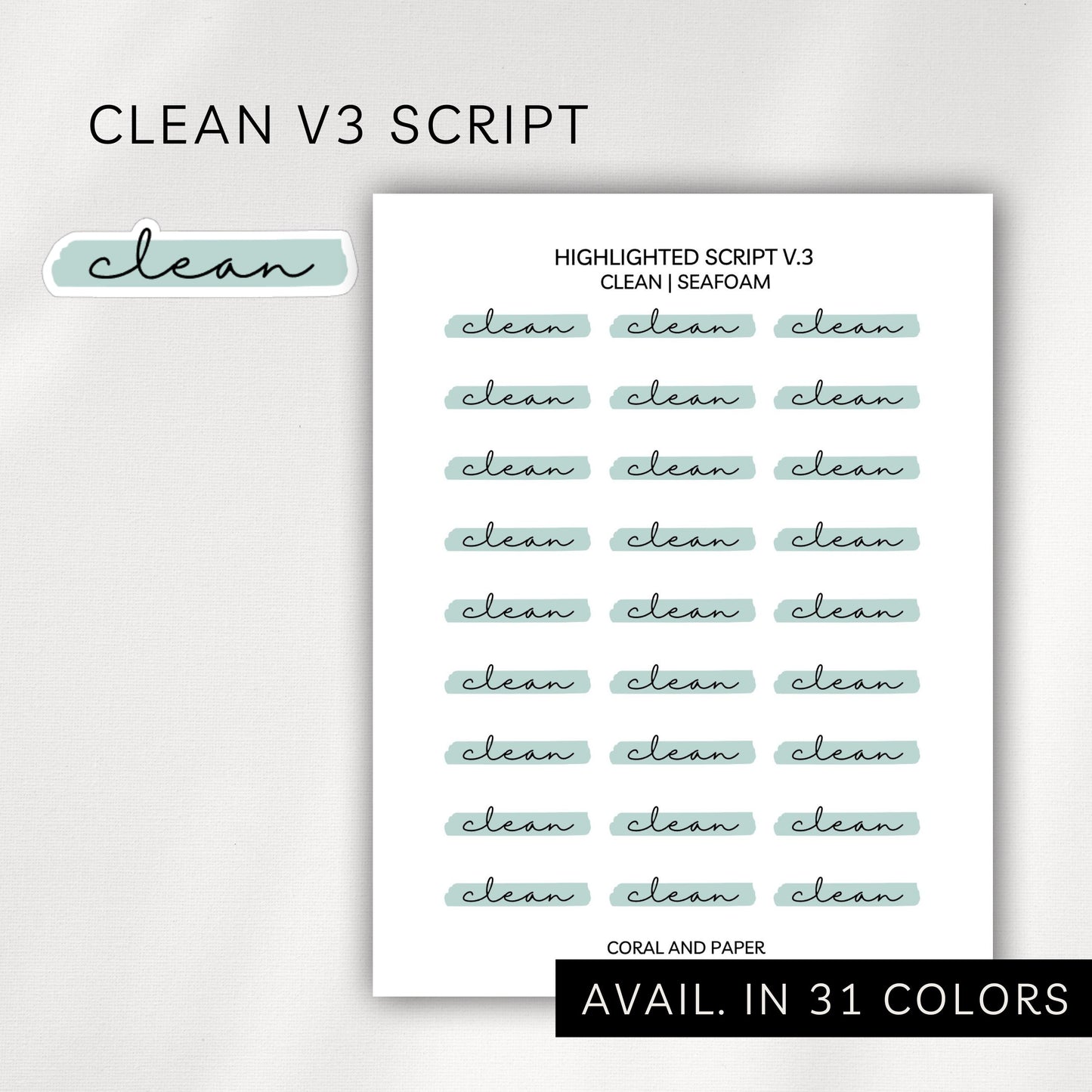 Clean - V3 Highlighted Script Stickers