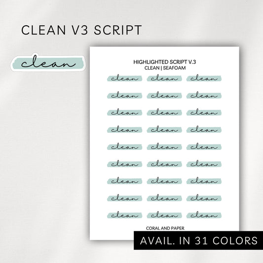 Clean - V3 Highlighted Script Stickers