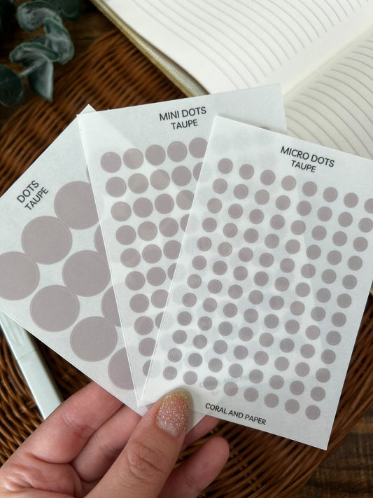 Dots Combo Pack – Transparent Planner Dots (0.18”, 0.25", 0.64")