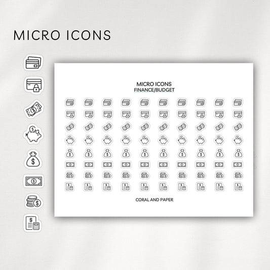 Finance / Budget Micro Icons - Planner Stickers