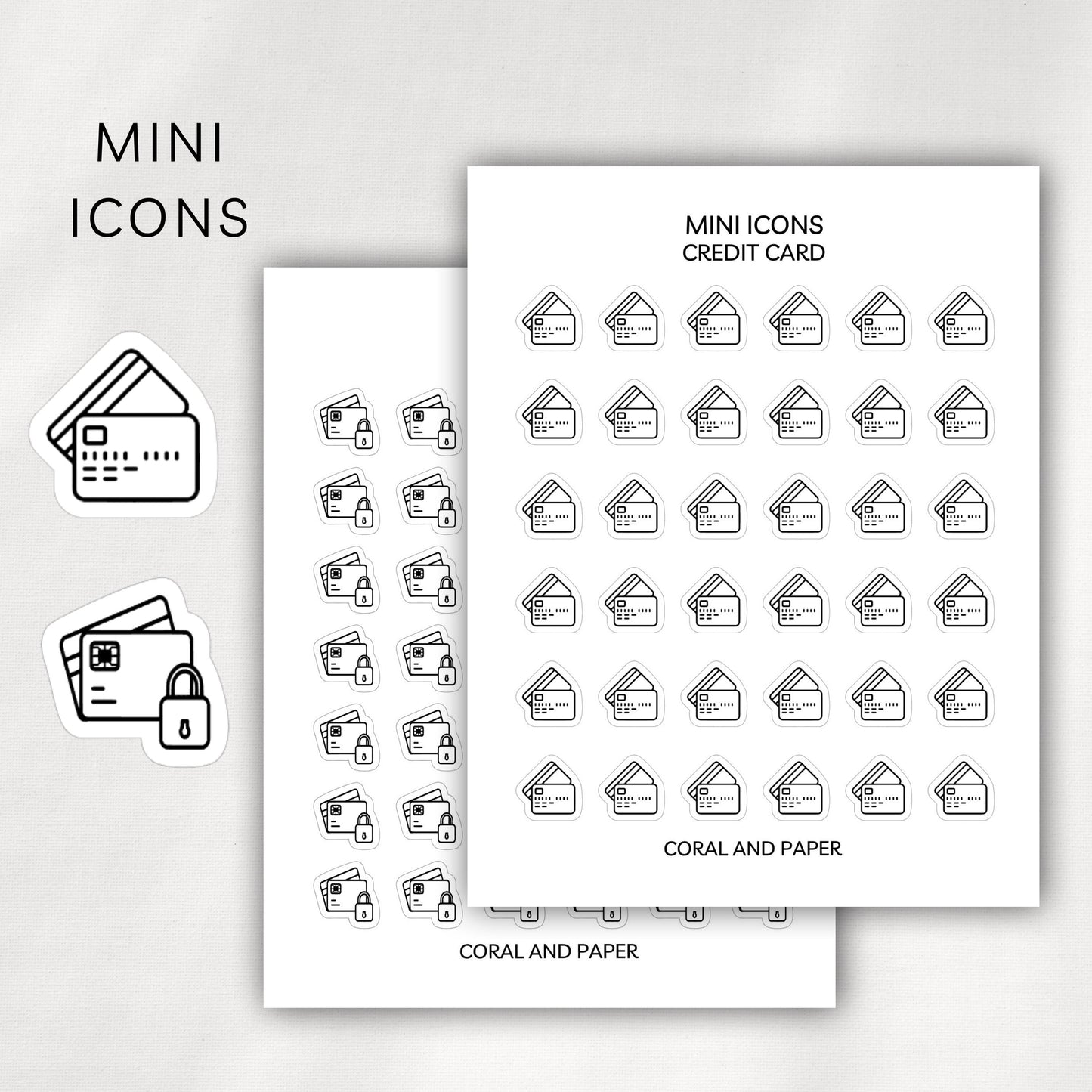 Credit Card / No Spend Mini Icons - Planner Stickers