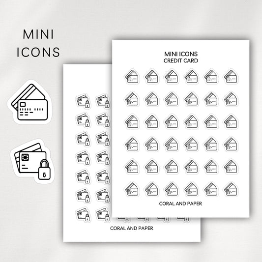 Credit Card / No Spend Mini Icons - Planner Stickers