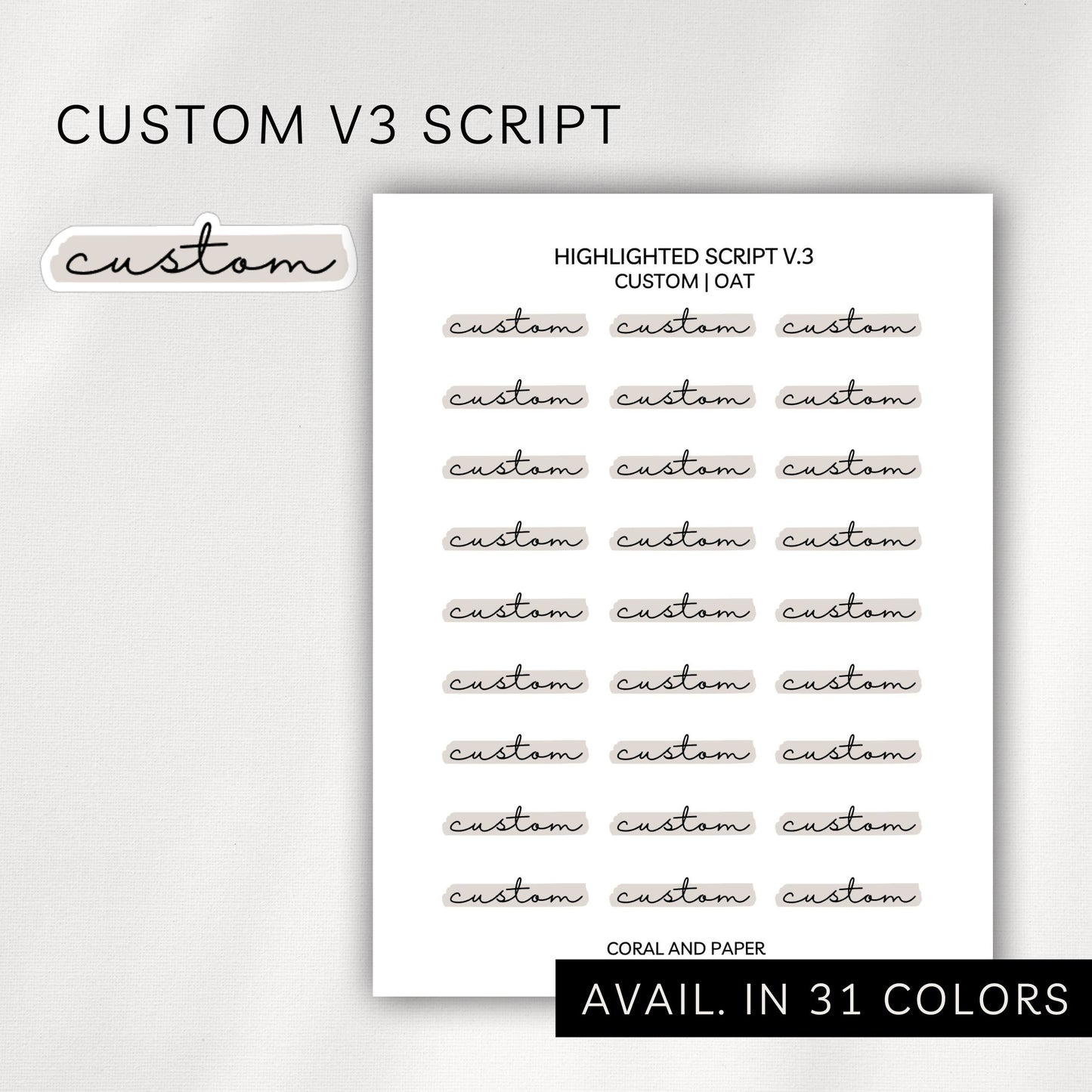 Custom - V3 Highlighted Script Planner Stickers