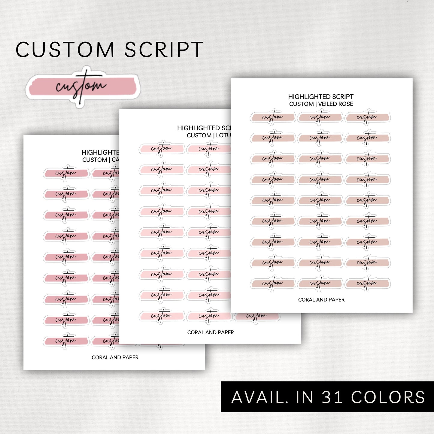 Custom Highlighted Script Planner Stickers