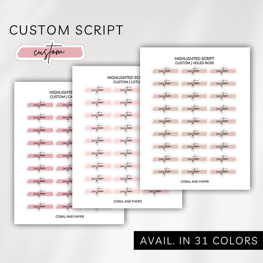 Custom Highlighted Script Planner Stickers