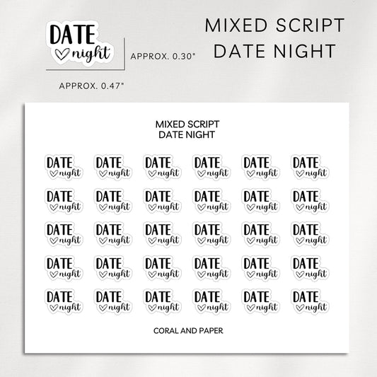 Date Night - Mixed Script Planner Stickers