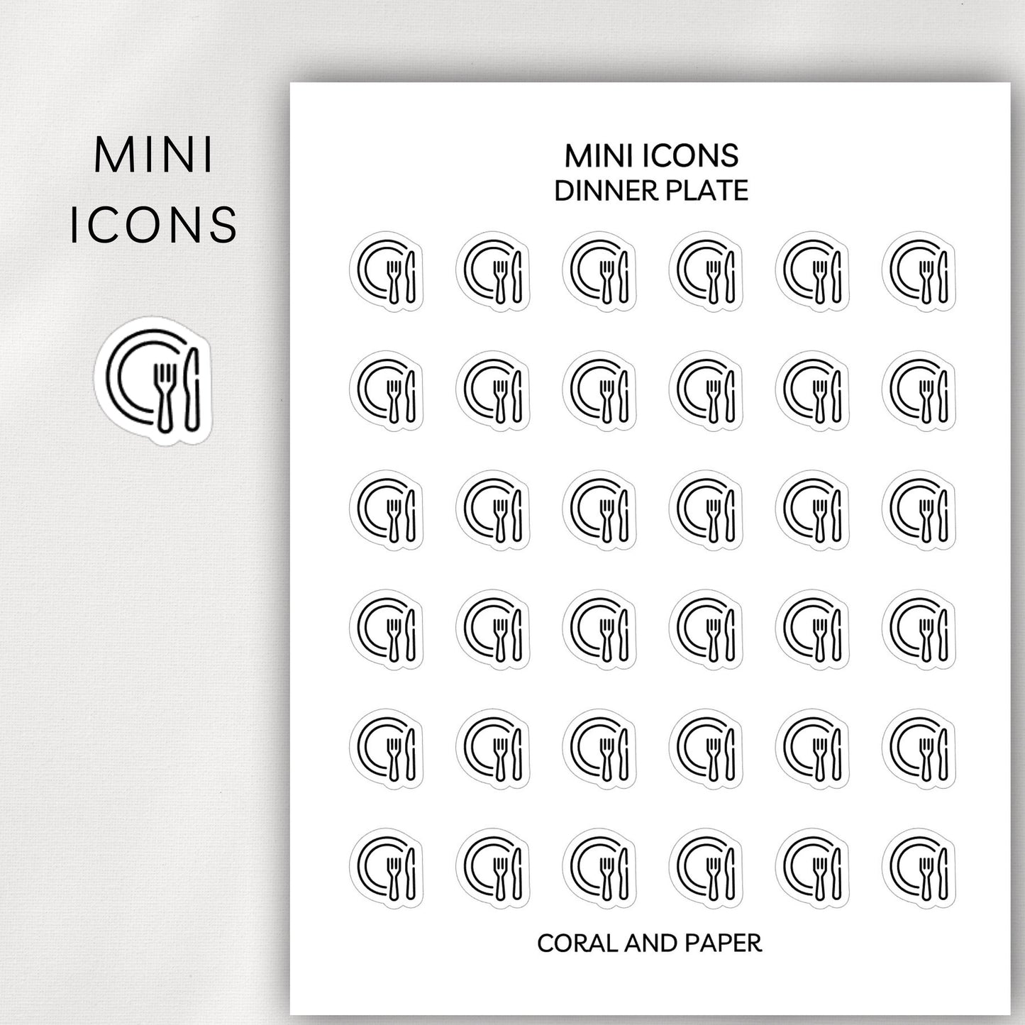 Dinner Plate Mini Icons - Planner Stickers