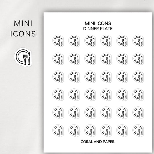 Dinner Plate Mini Icons - Planner Stickers