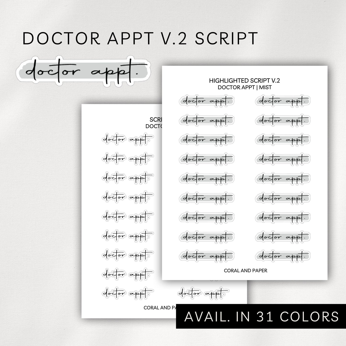 Doctor Appointment Highlighted V2 Script Planner Stickers
