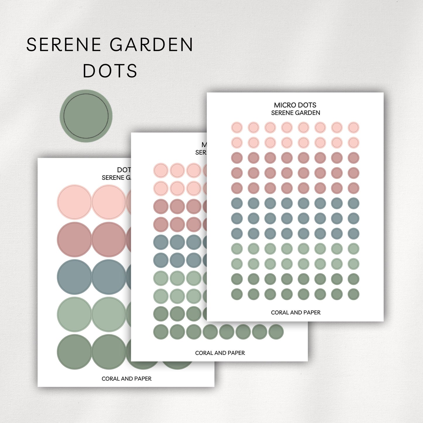 Serene Garden Dots Planner Stickers | Minimal Functional Dots Stickers