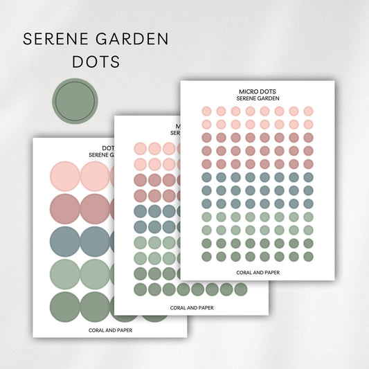 Serene Garden Dots Planner Stickers | Minimal Functional Dots Stickers