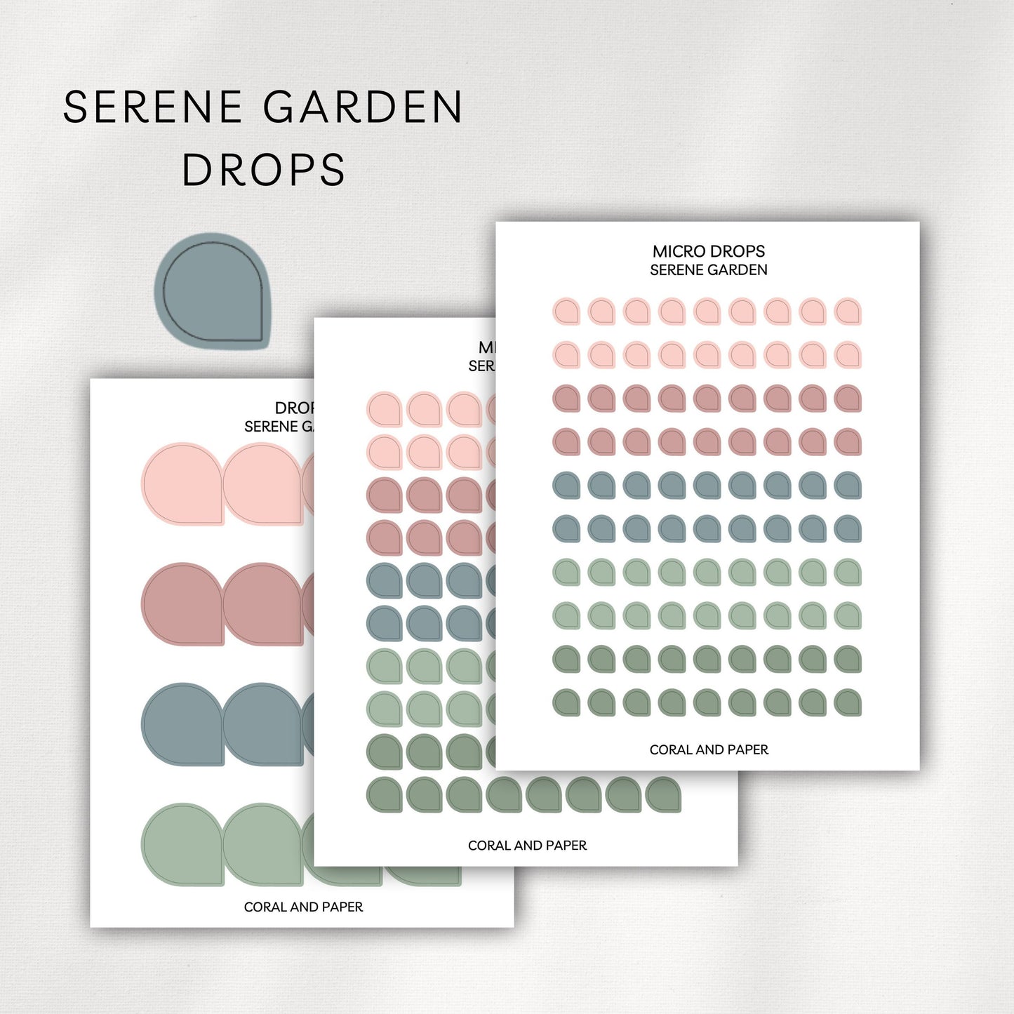 Serene Garden Drops Planner Stickers | Minimal Functional Drop Stickers