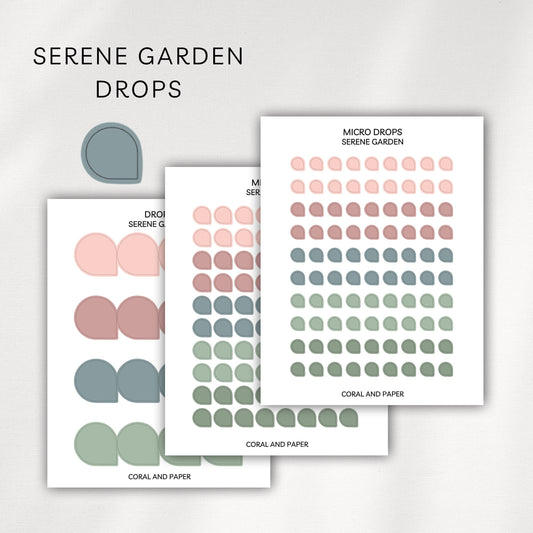 Serene Garden Drops Planner Stickers | Minimal Functional Drop Stickers
