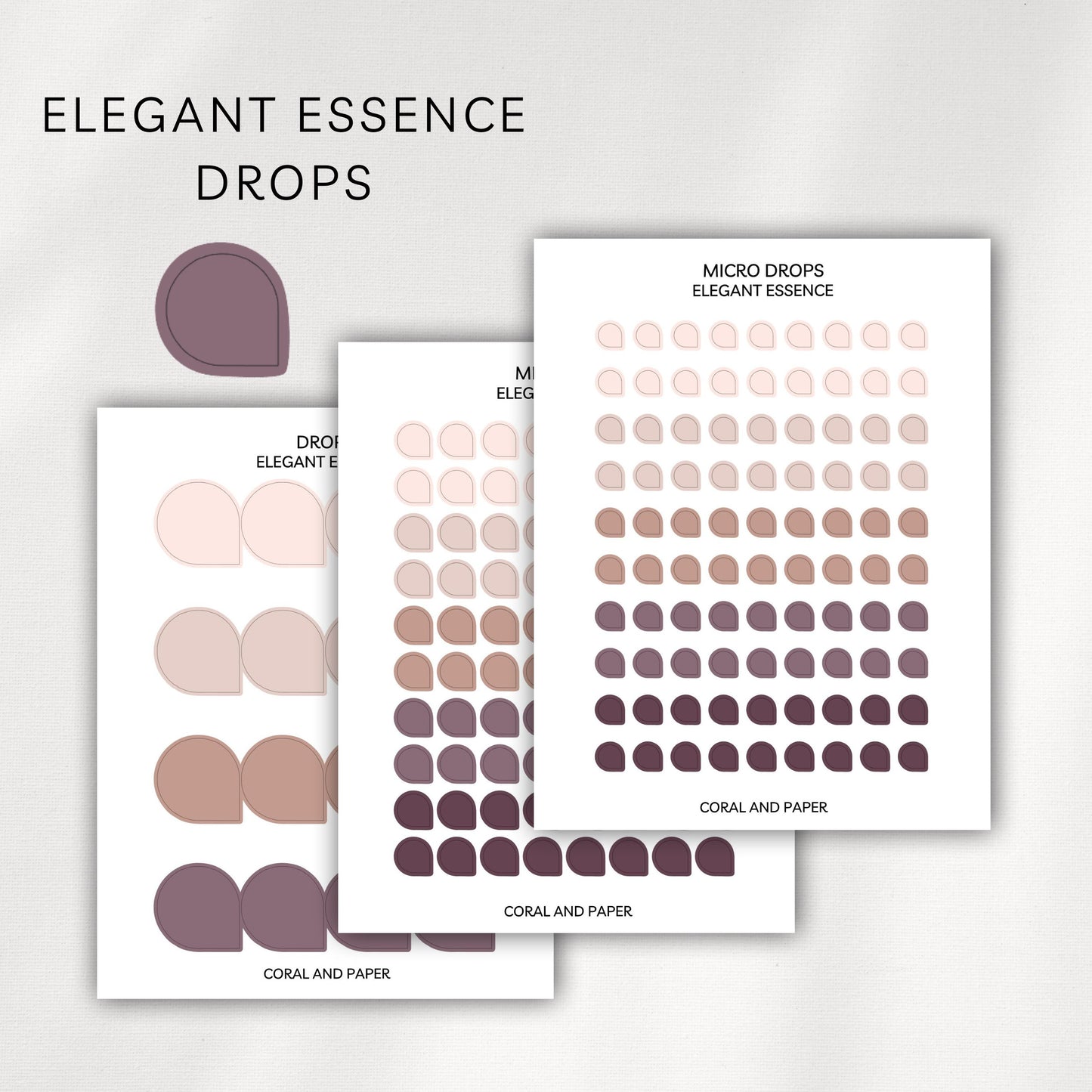 Elegant Essence Drops Planner Stickers | Minimal Functional Drop Stickers