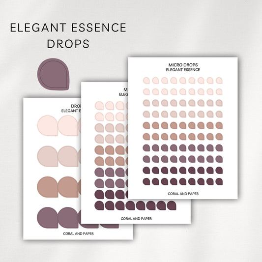 Elegant Essence Drops Planner Stickers | Minimal Functional Drop Stickers