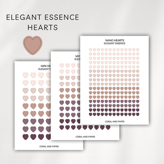 Elegant Essence Hearts Planner Stickers | Minimal Functional Hearts Stickers