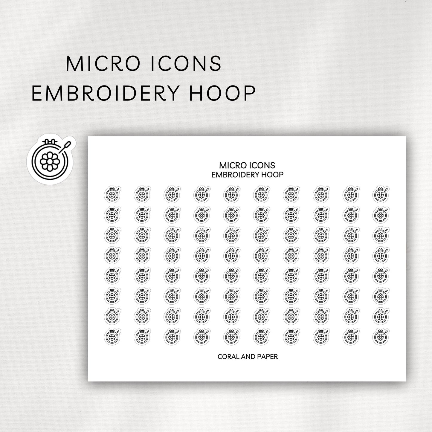 Embroidery Hoop Micro Icons - Planner Stickers