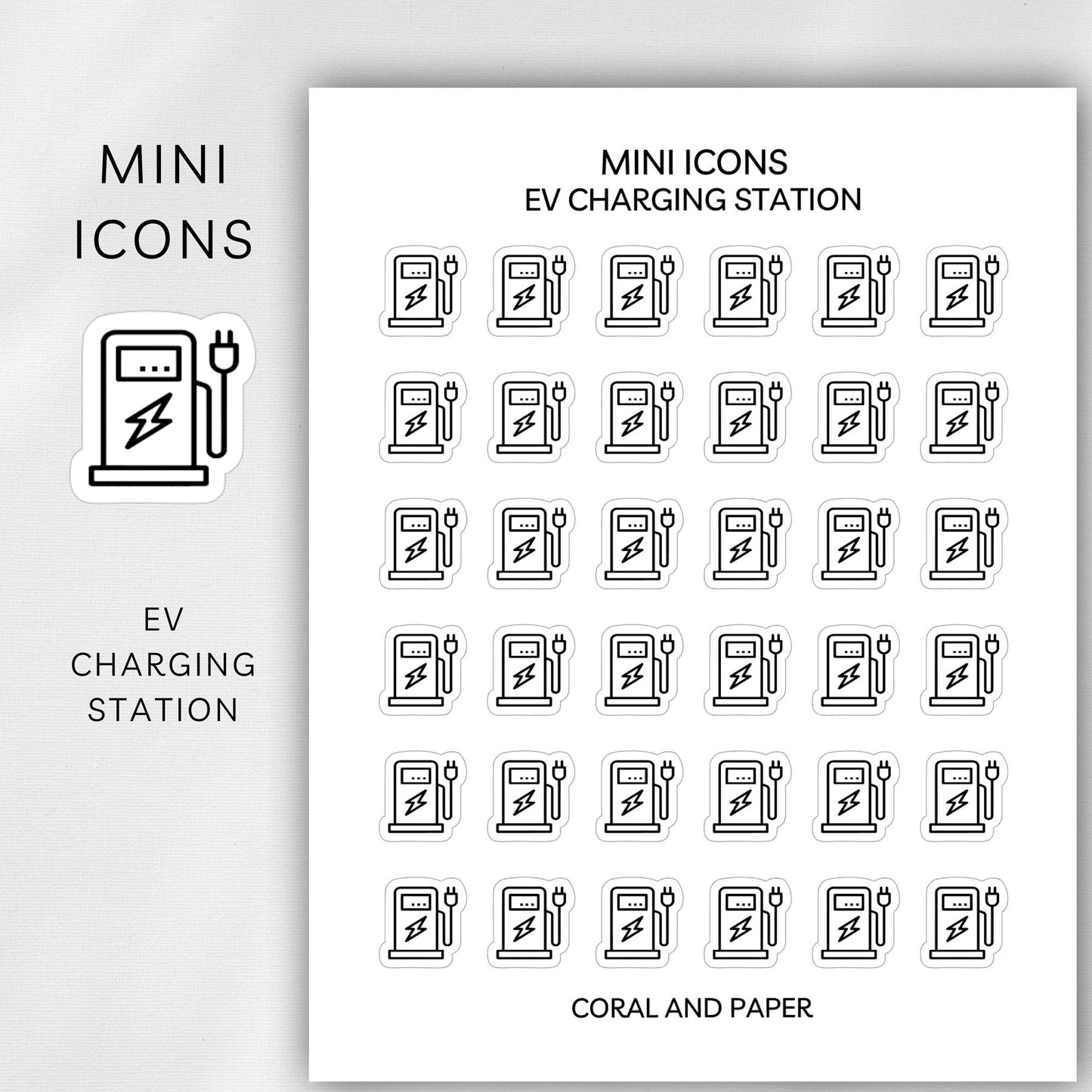EV Charging Station Mini Icons - Planner Stickers