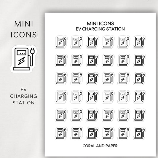 EV Charging Station Mini Icons - Planner Stickers