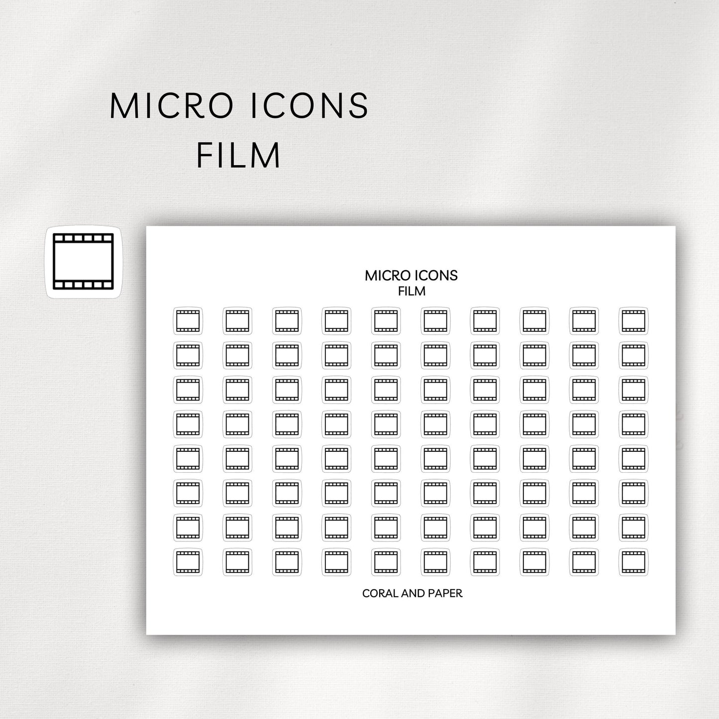 Film Strip Micro Icons - Planner Stickers