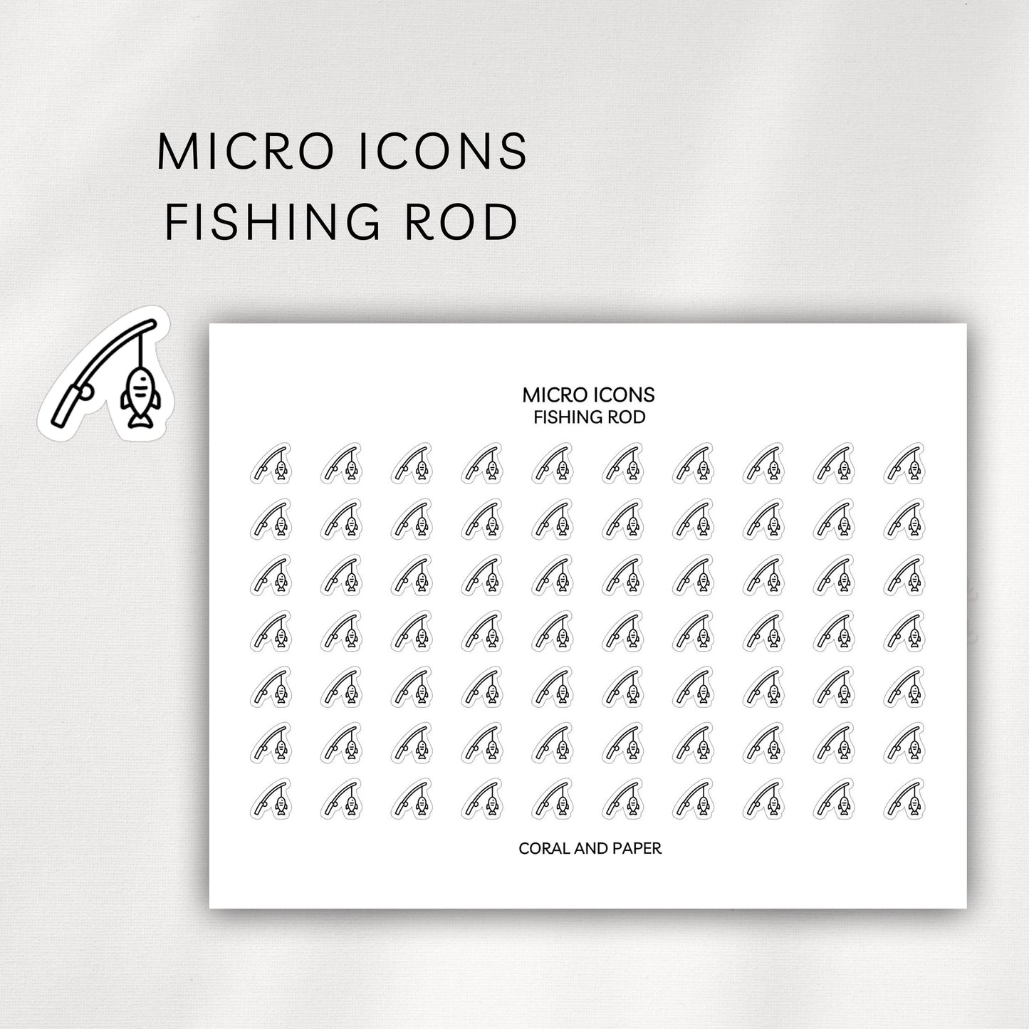Fishing Rod Micro Icons - Planner Stickers