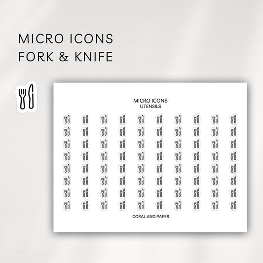 Fork & Knife Micro Icons - Planner Stickers