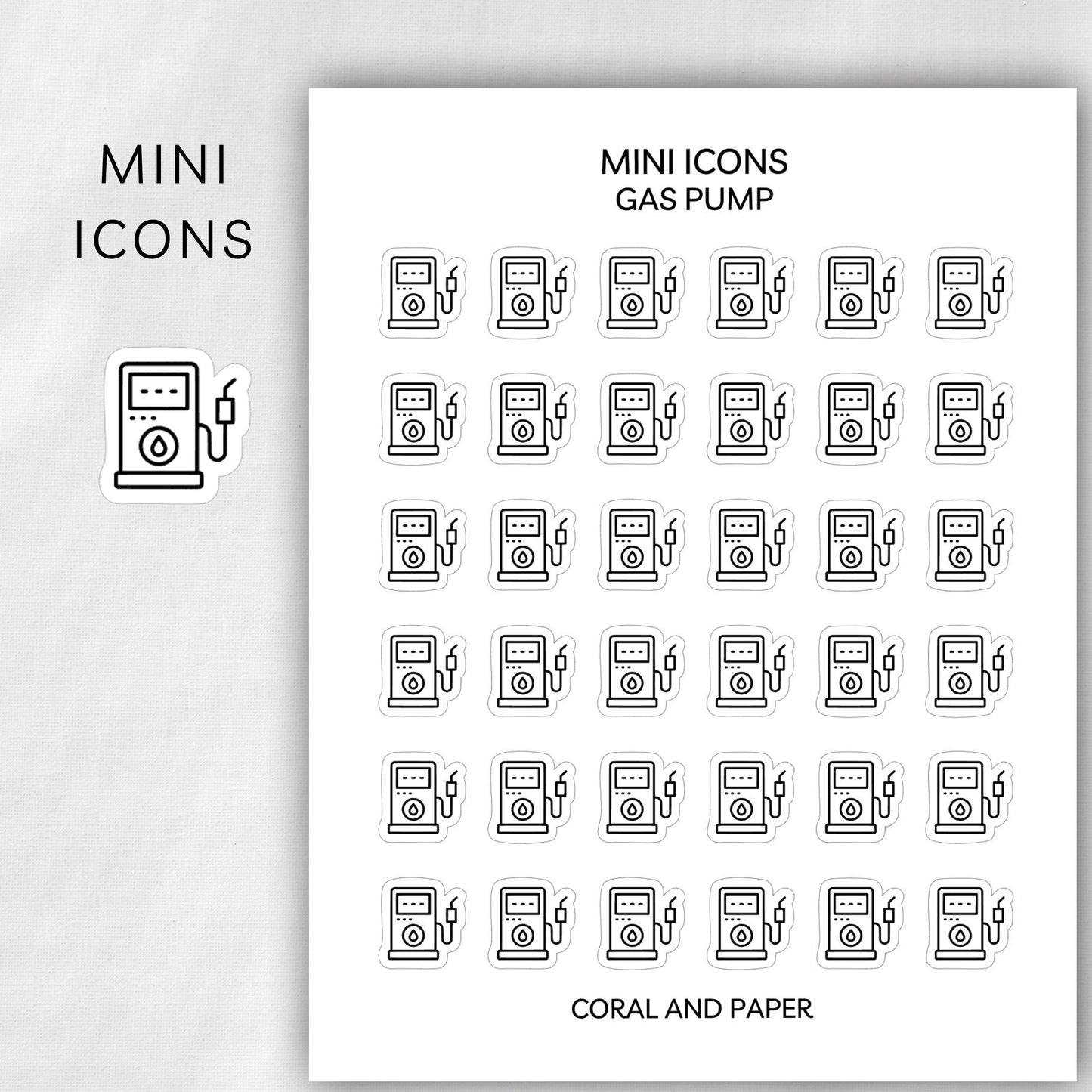 Gas Pump Mini Icons - Planner Stickers