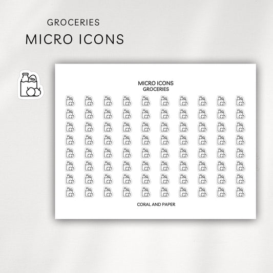 Groceries Micro Icons - Planner Stickers