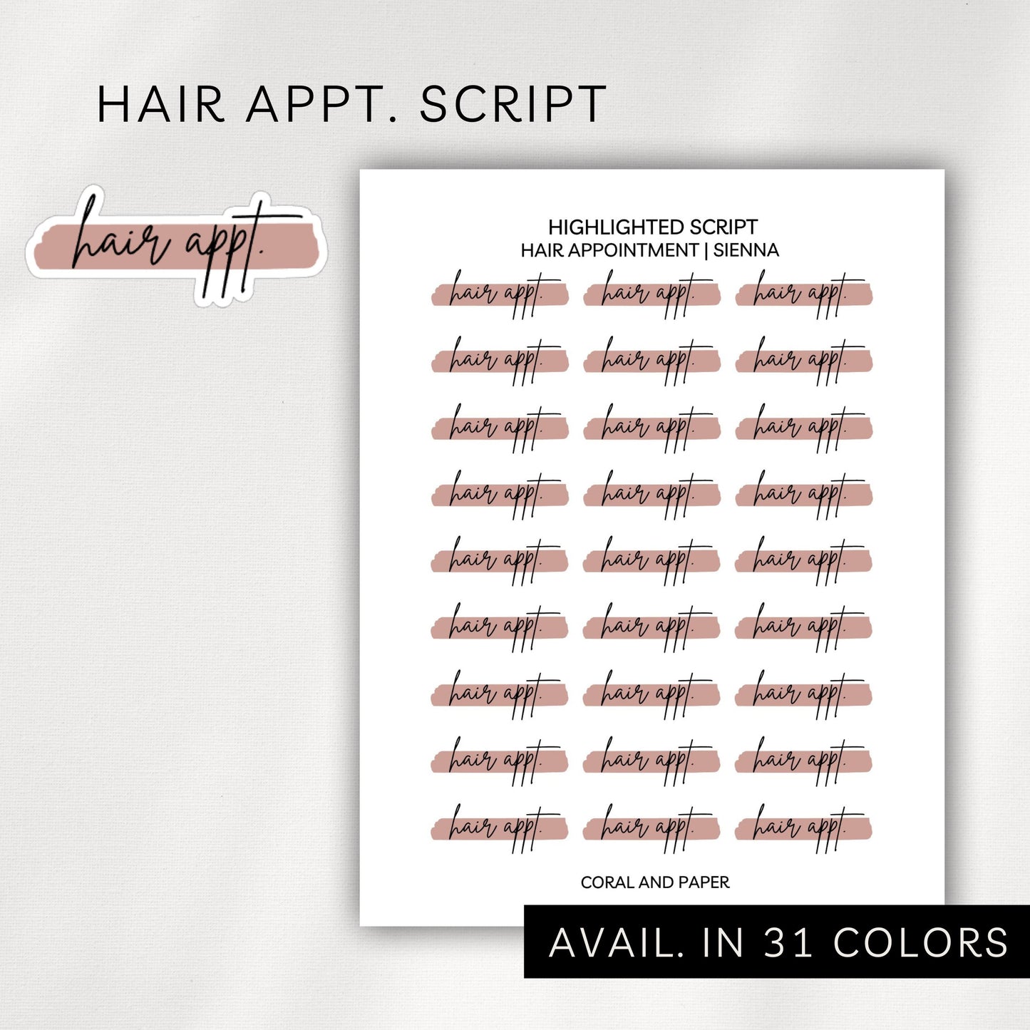 Hair Appointment - Highlighted Script Stickers