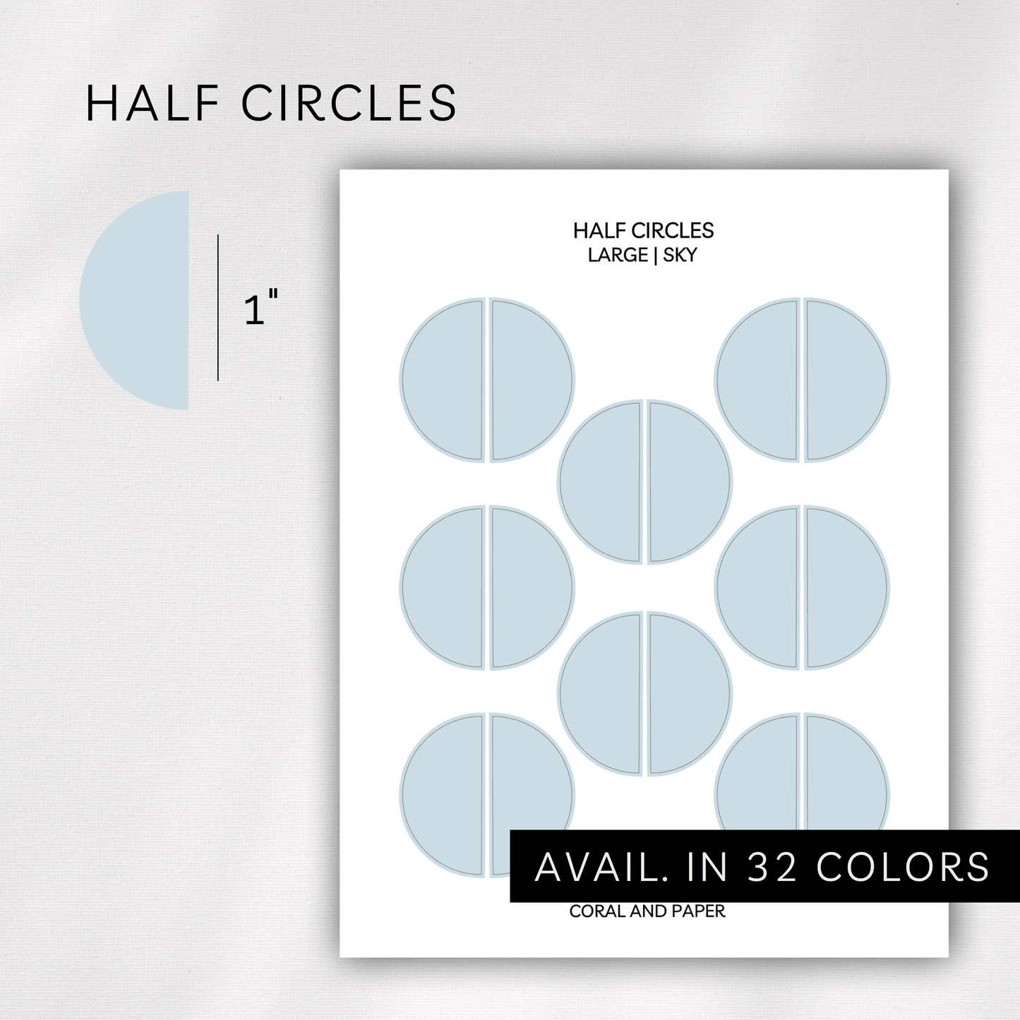 Large Half Circles Stickers – Transparent (1.00”)
