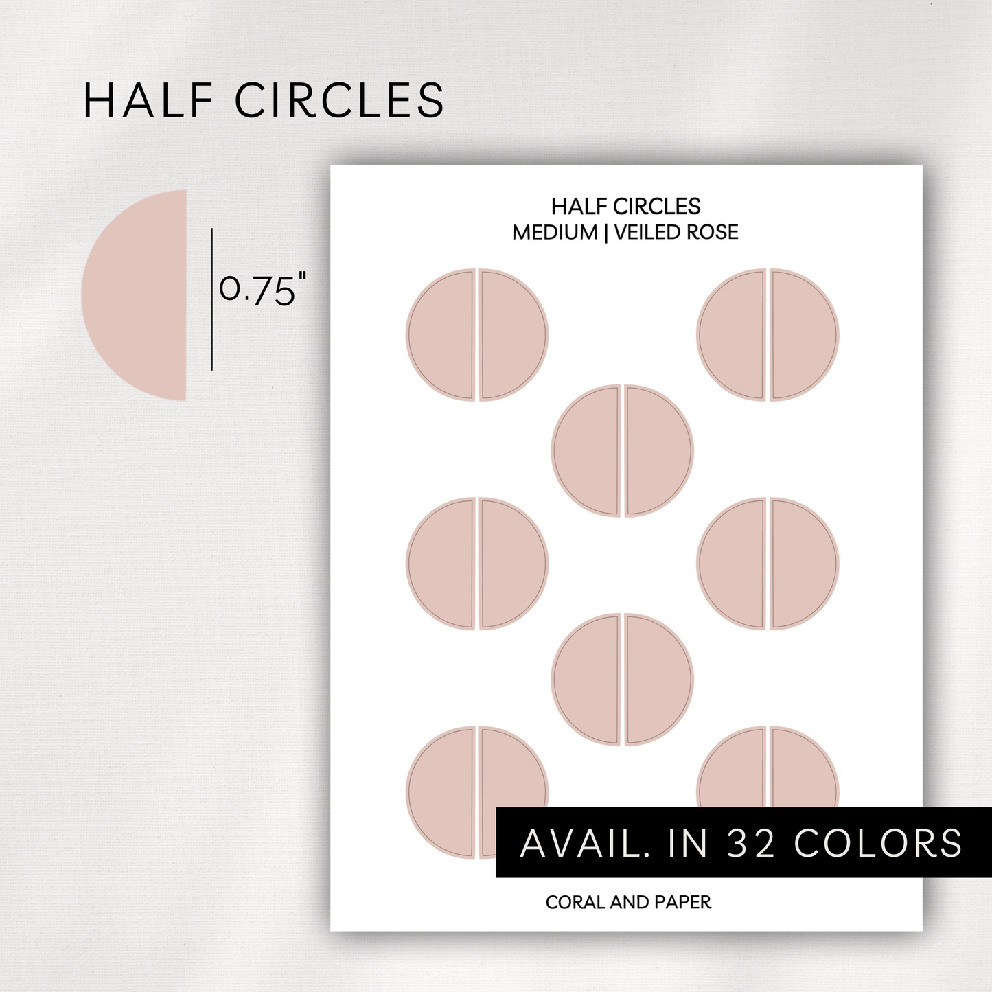 Medium Half Circles Stickers – Transparent (0.75”)