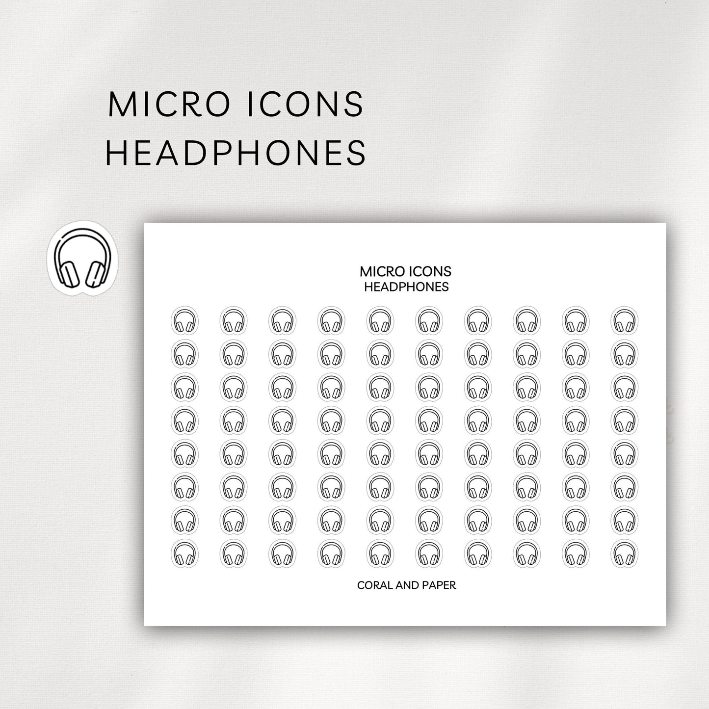 Headphones Micro Icons - Planner Stickers