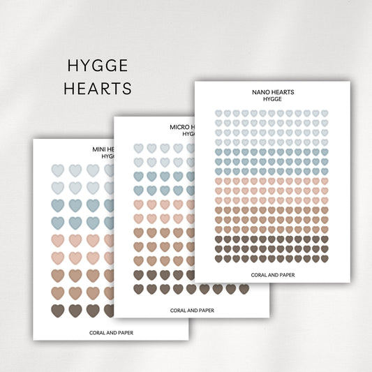 Hygge Hearts Planner Stickers | Minimal Functional Hearts Stickers