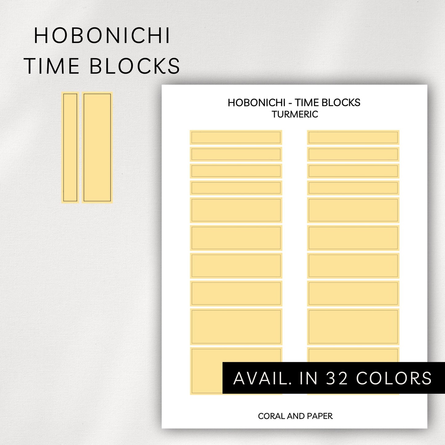 Hobonichi Time Block Boxes – Minimal Transparent Planner Stickers