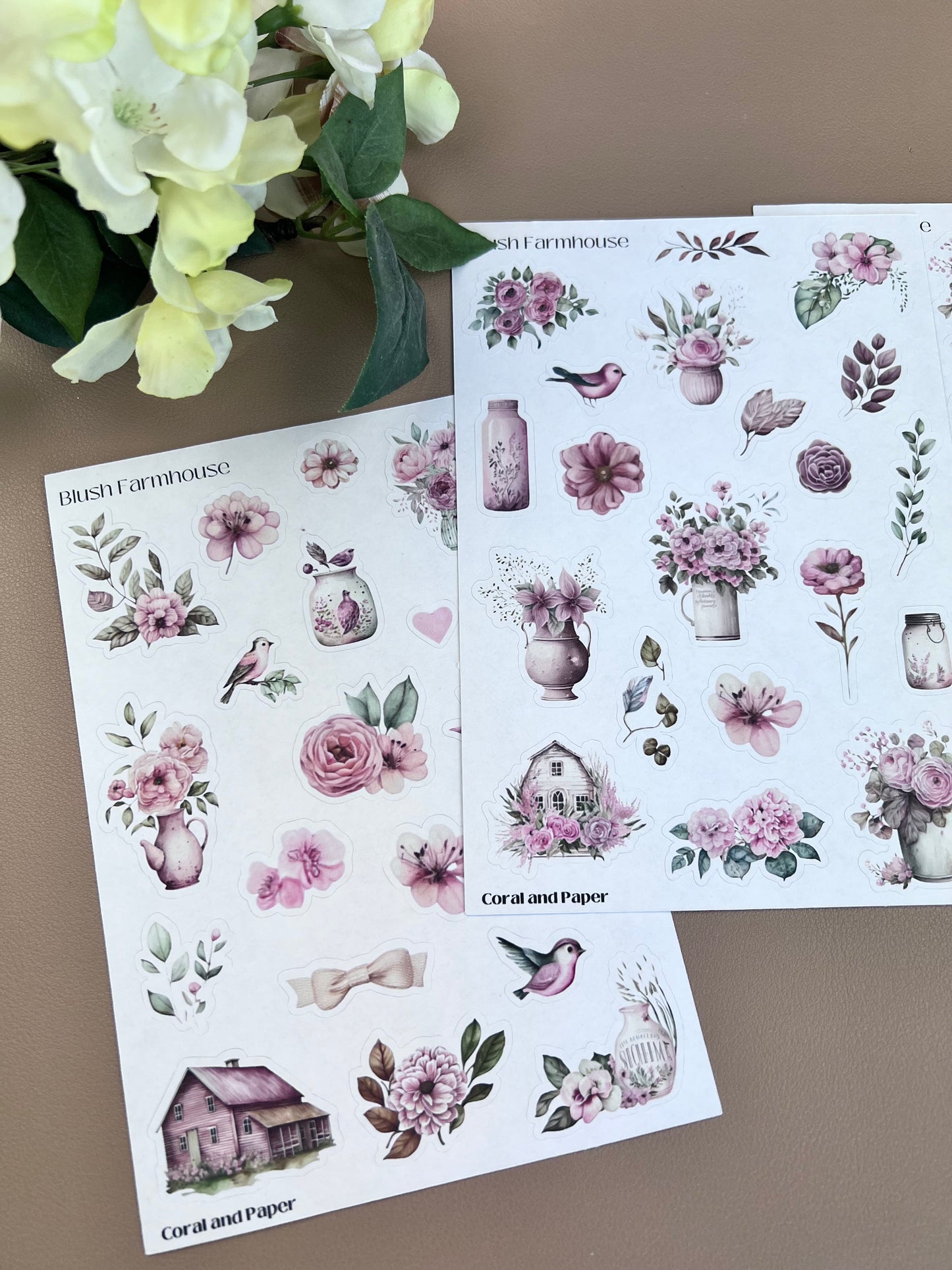 BLUSH FARM HOUSE | Planner Stickers | Deco Stickers | Scrapbook Decoration | Journaling Stickers | Diary Stickers | Hobonichi Stickers