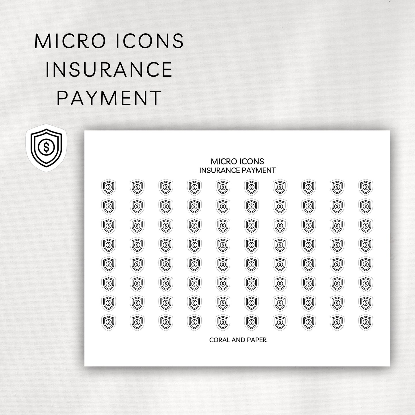 Insurance Payment Micro Icons - Planner Stickers