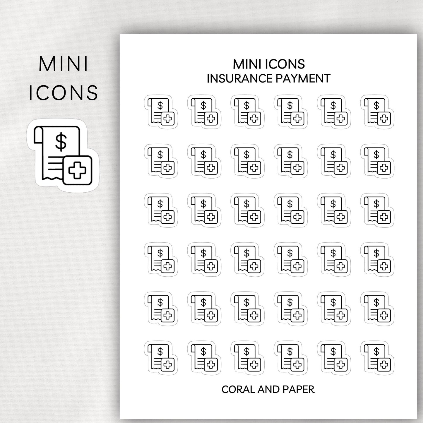 Insurance Payment Mini Icons - Planner Stickers
