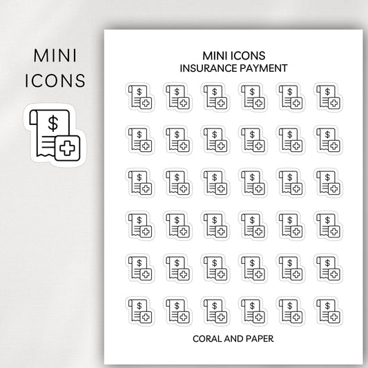 Insurance Payment Mini Icons - Planner Stickers