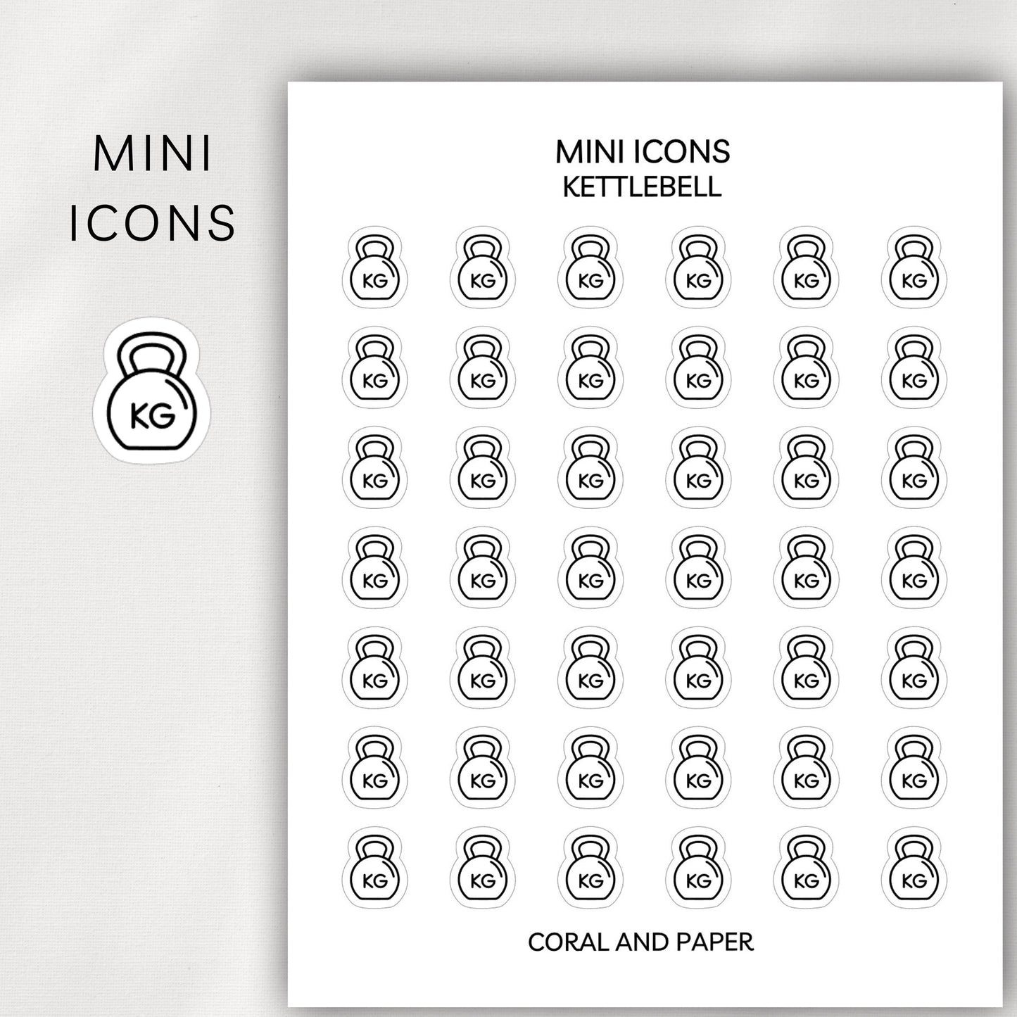 Kettlebell Mini Icons - Planner Stickers