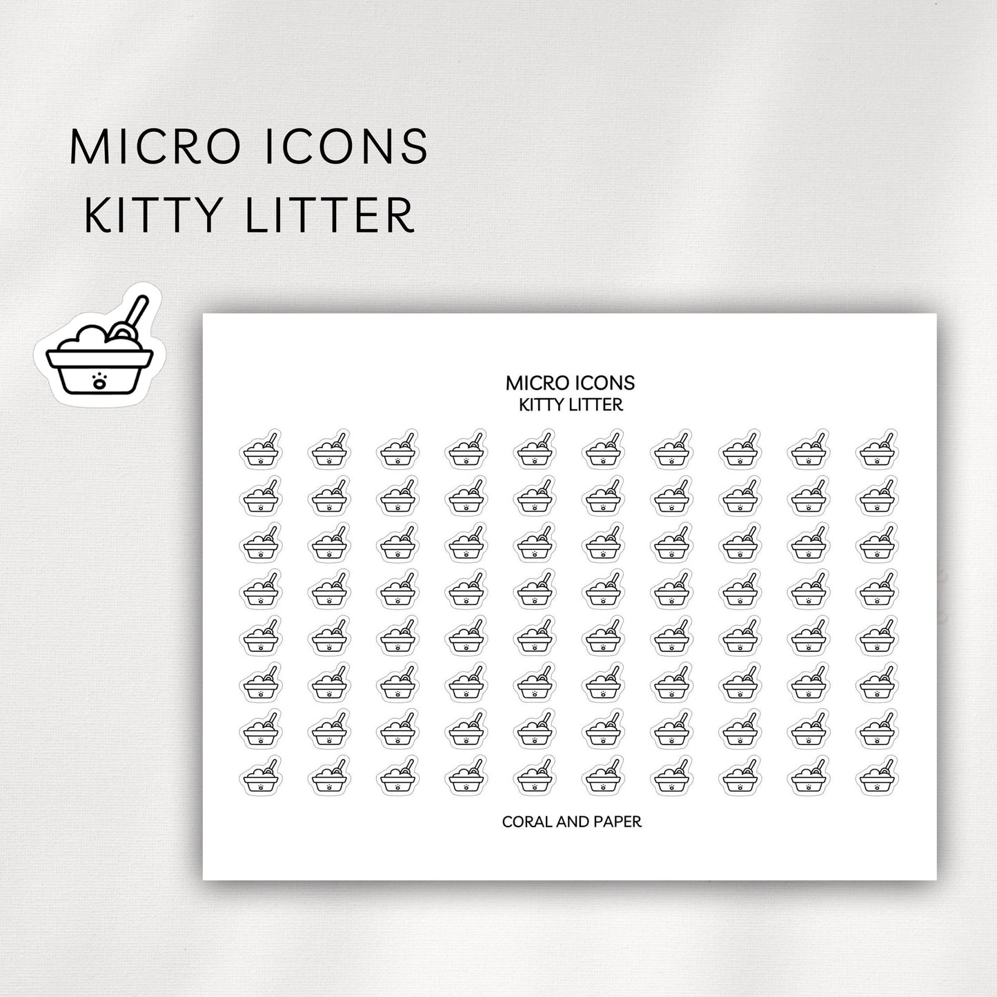 Kitty Litter Micro Icons - Planner Stickers