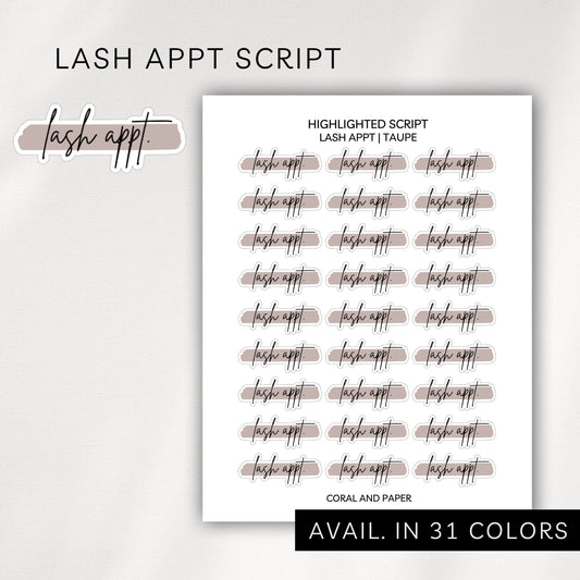 Lash Appointment - Highlighted Script Stickers