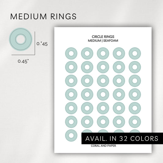 Medium Rings Stickers – Transparent Planner Halos (0.45”)
