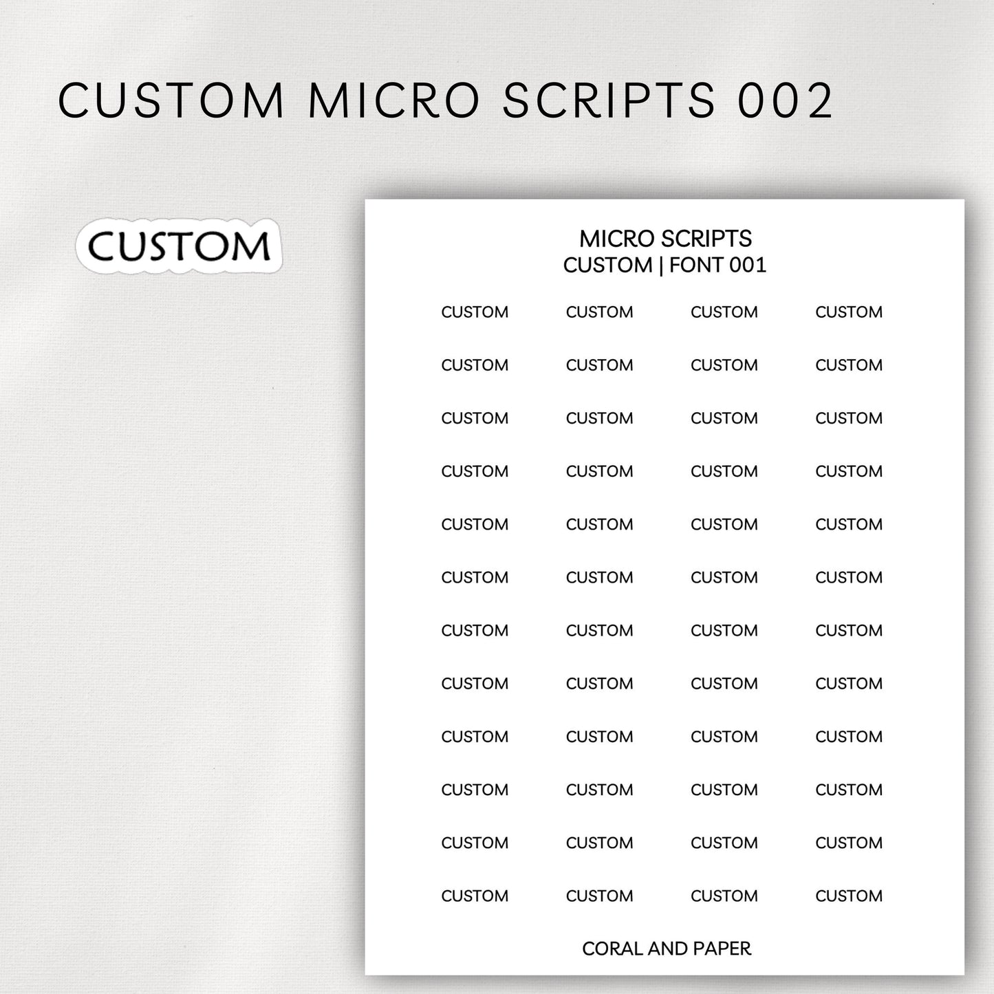 Custom Micro Scripts Planner Stickers
