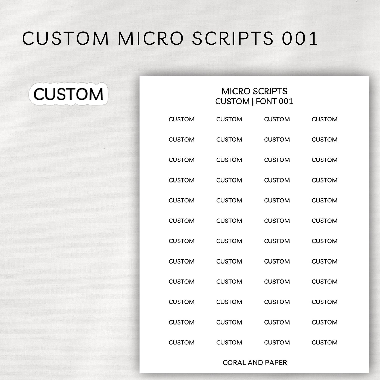 Custom Micro Scripts Planner Stickers