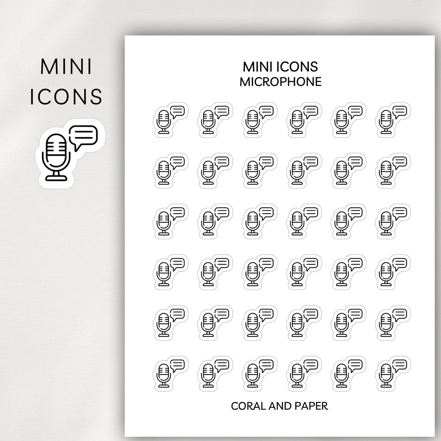 Microphone Mini Icons - Planner Stickers